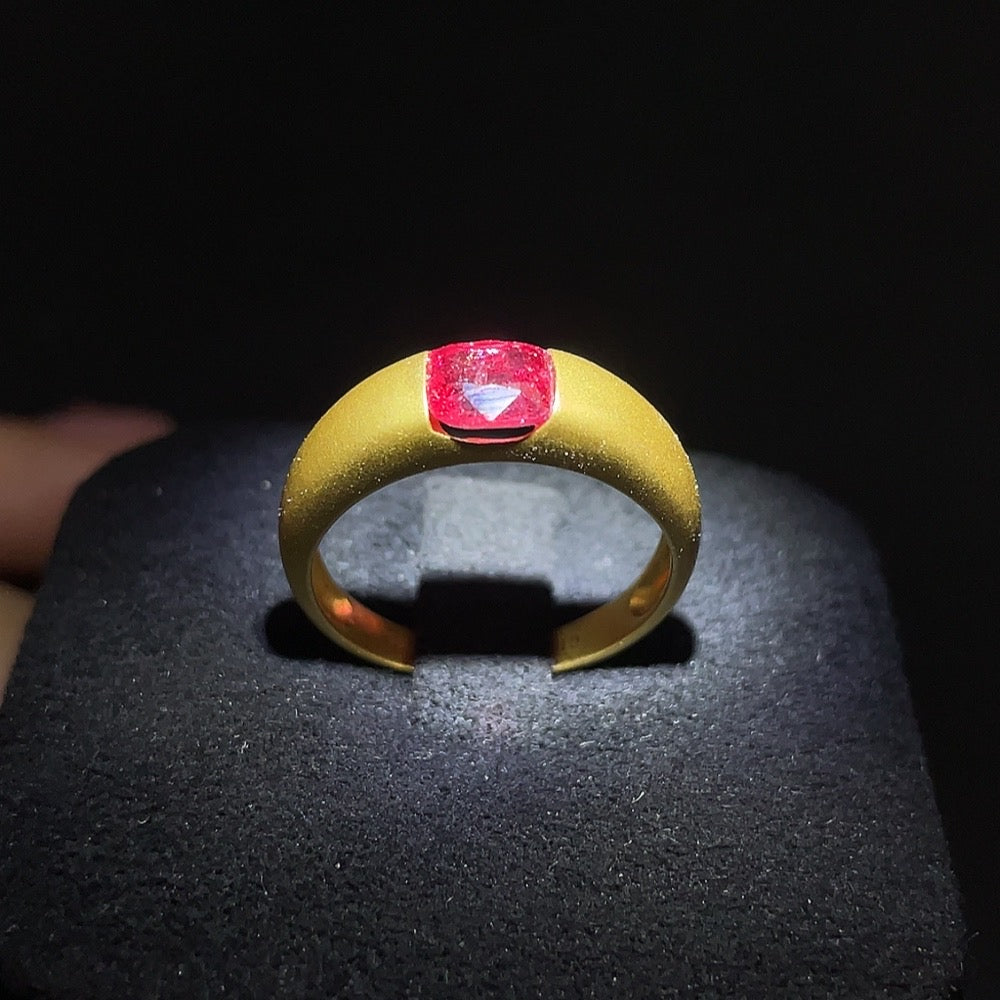 Spinel Inlaid Ring, 18K Gold, Size 14, Total Weight Approx. 2.92g