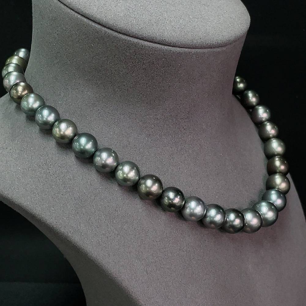 HUILIU HQ seawater pearl necklace with 80.1g weight, 11.1-13.4mm pearls, natural non-gold jewelry, close-up view