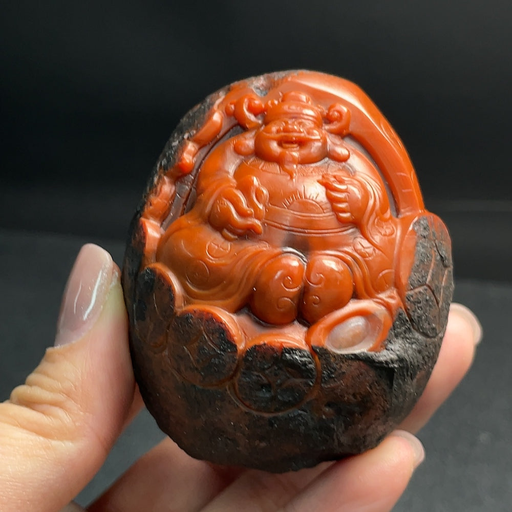Red Agate Pendant (Testing only applies to the red portion, contains other mineral components, organic matter visible, approximatel | Huiliu Certified