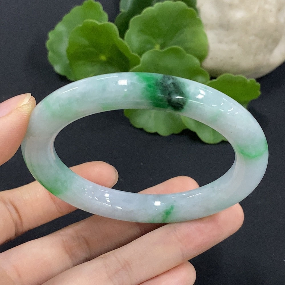 Jadeite Round Bangle Size 53.1 with Other Mineral Components Total Weight Approx. 46.2g