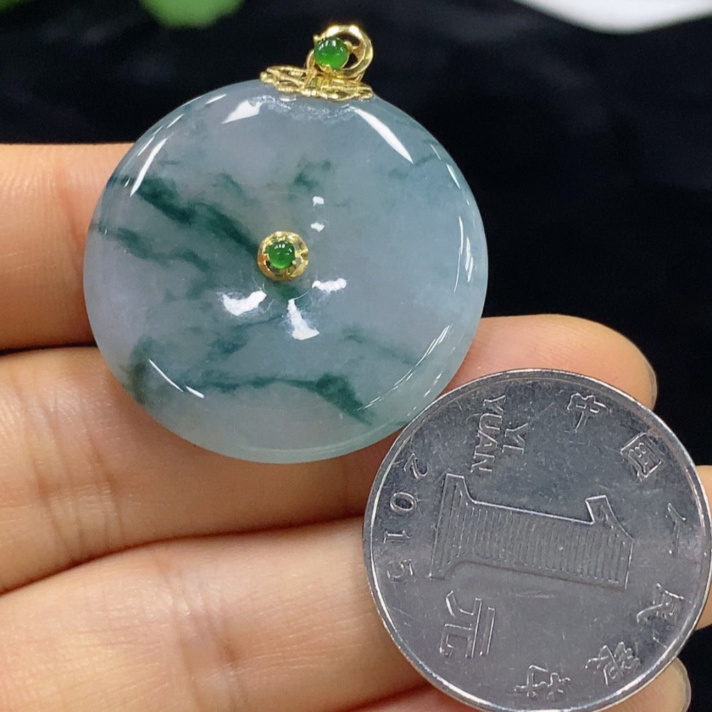 Jadeite Peace Buckle Pendant 18k Total Weight Approx. 11.32g