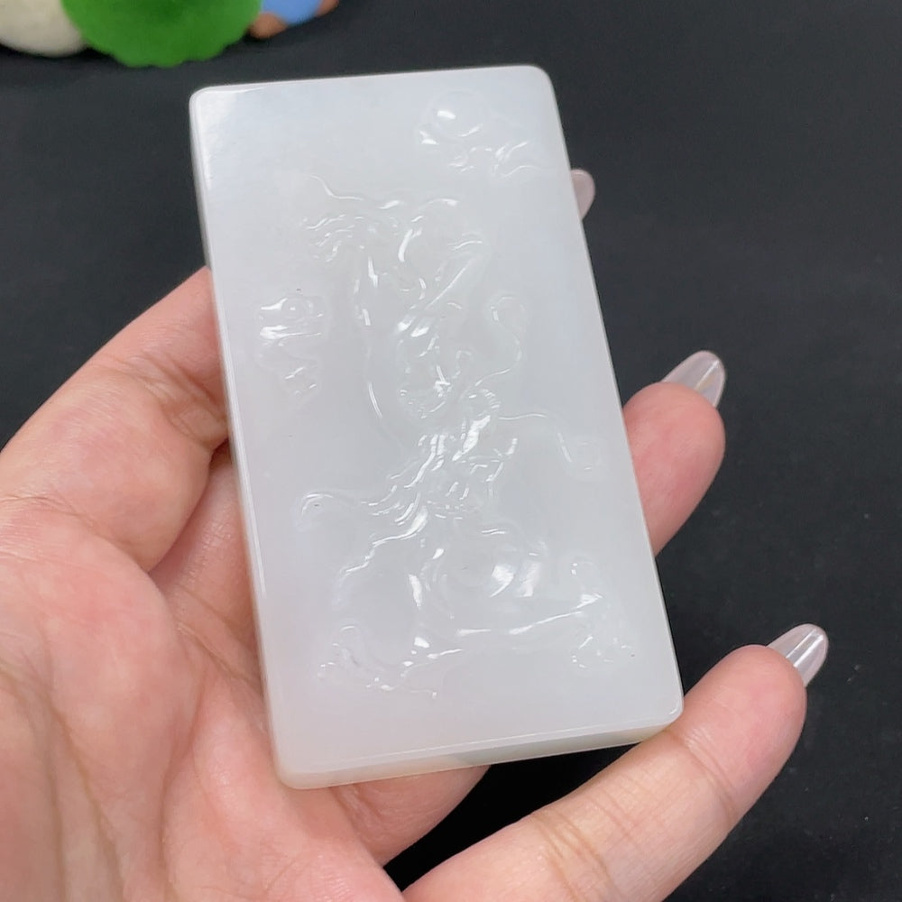 Hetian Jade Pendant Dragon Plaque . | Huiliu Certified