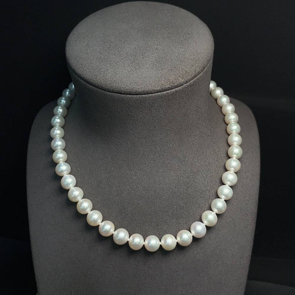 HUILIU HQ pearl necklace with gold-plated finish, 10mm pearl stones, total weight 56.59g, elegant jewelry accessory