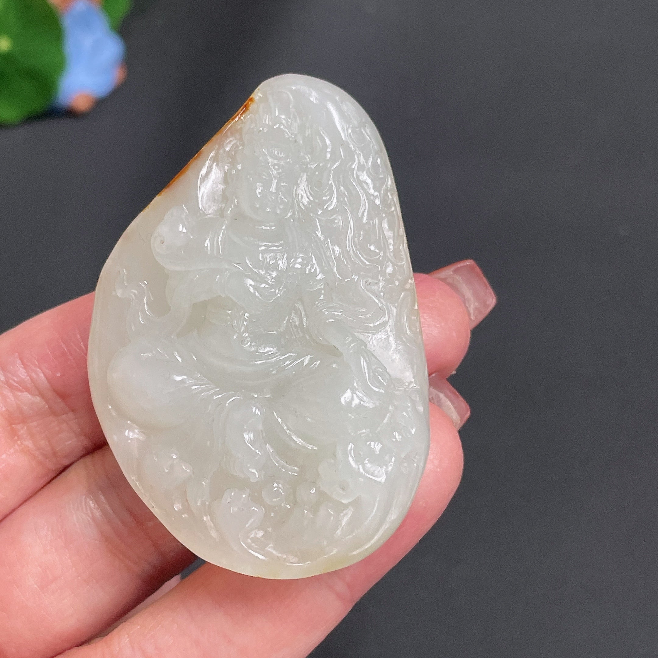 Hetian Jade Pendant Guanyin Total weight approx. 41.3g Undetermined skin color origin