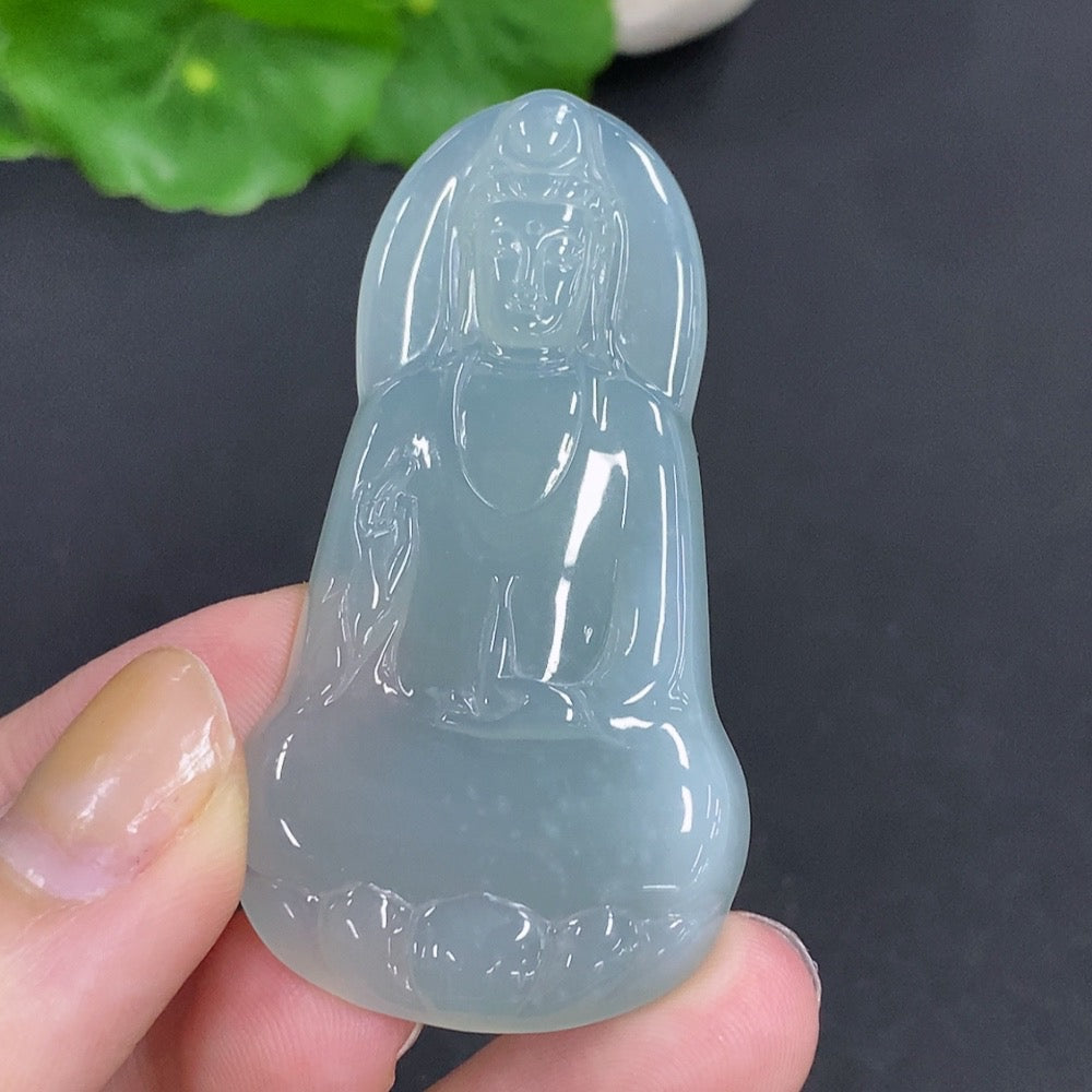 Jadeite Guanyin Pendant Approximately | Huiliu Certified
