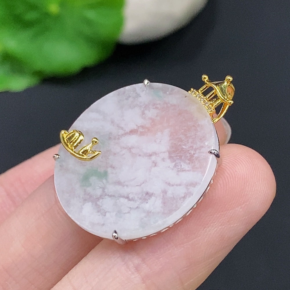 Jadeite Plain Pendant 18k Gold Total Weight Approx. 3.6g