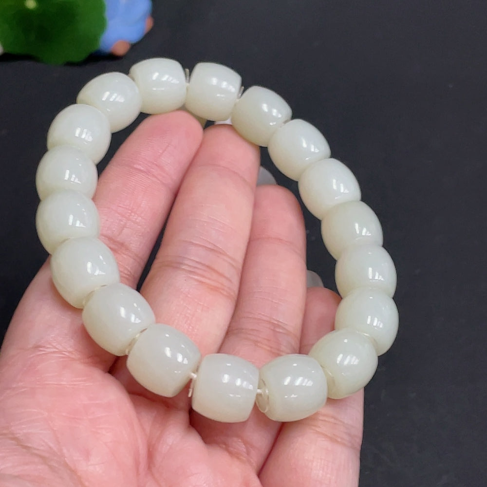 Hetian Jade Bracelet Approx. 11.4 mm Total Weight Approx. 51.9g