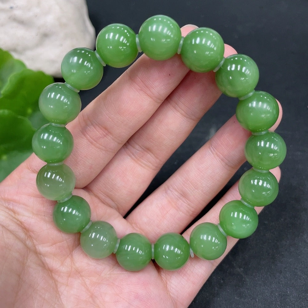 Hetian Jade Bracelet, about 11.6mm, Total Weight about 45.8g