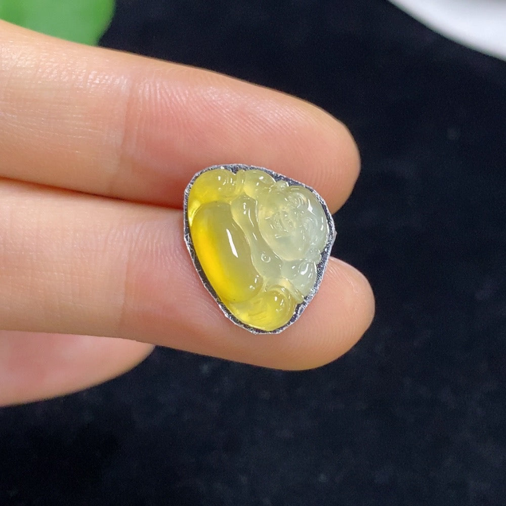 Jadeite Buddha Inlay Piece, Total Weight Approximately 0.91g