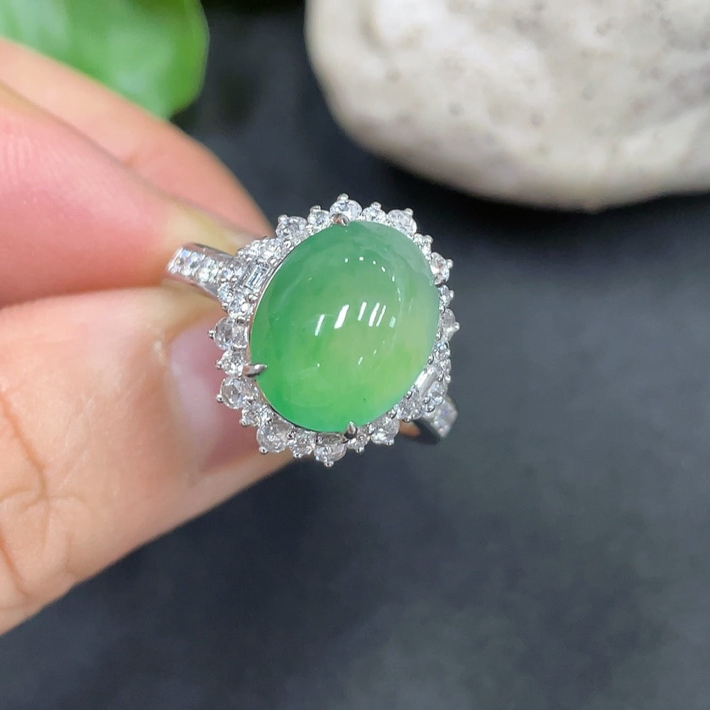 Jadeite Cabochon Earrings/Ring 18K Gold Setting Size 14 Total Weight Approx. 9.76g Wholesale Lot