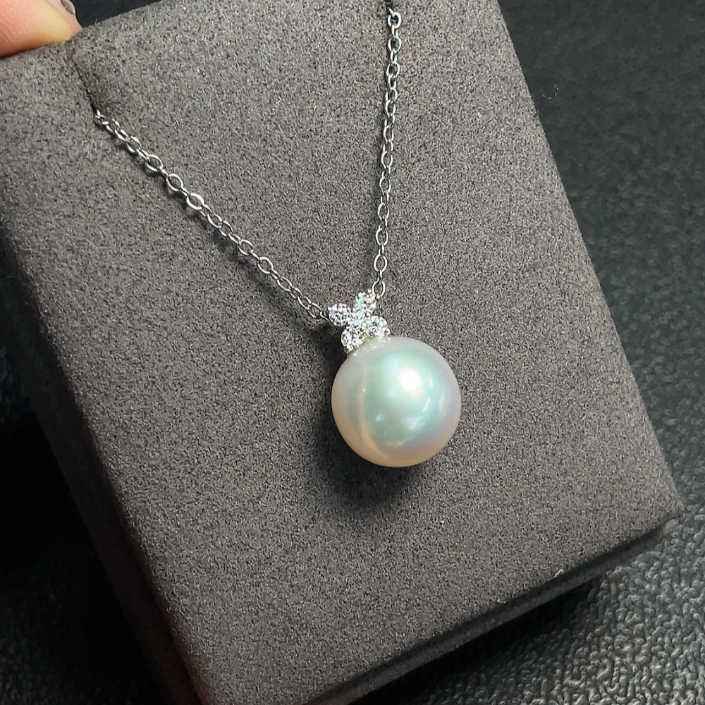 Seawater Pearl Pendant Necklace Non-Gold Chain 18K Gold Pendant Non-Diamond Total Weight Approx. 4.92g Including Chain Card Size About 12.4mm