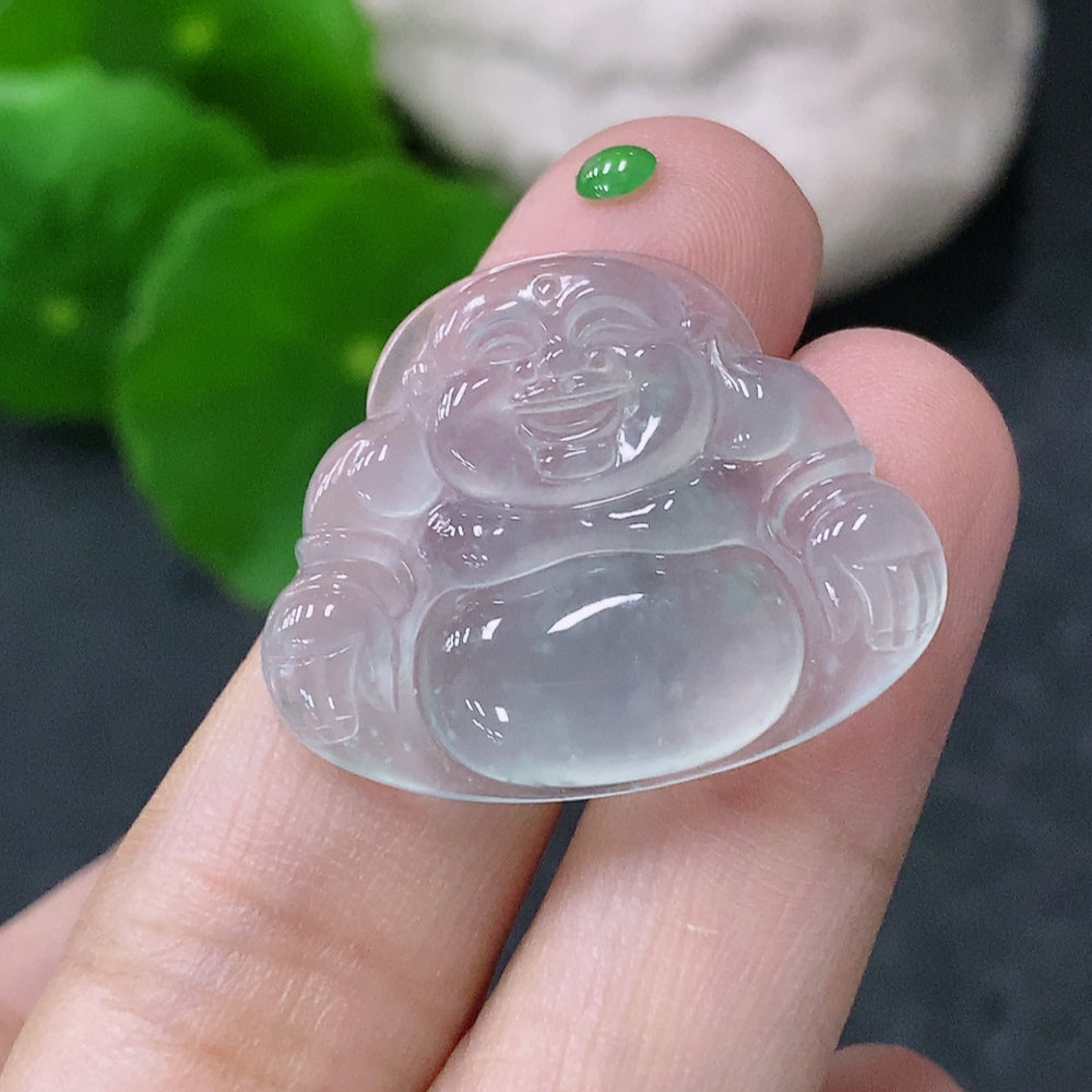 Jadeite Inlaid Buddha Pendant, Total Weight Approx. 3.76g