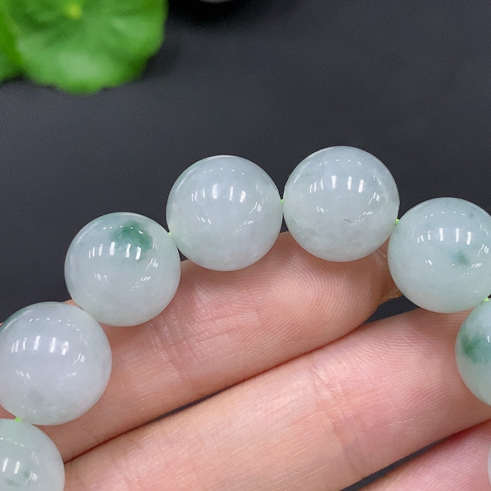 Jadeite Bead Necklace Approx. 12.4mm Total Weight 49.9g