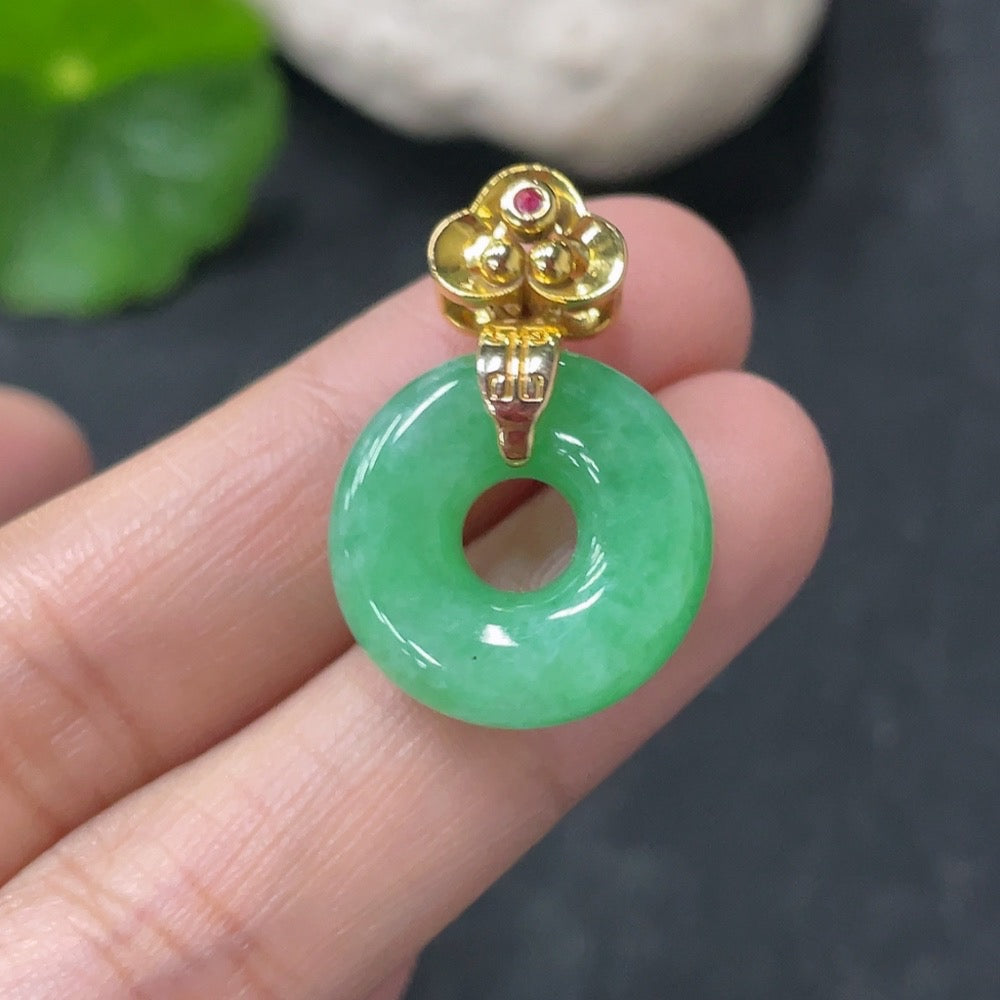 Jadeite Pendant Donut Suspected -Plated . | Huiliu Certified