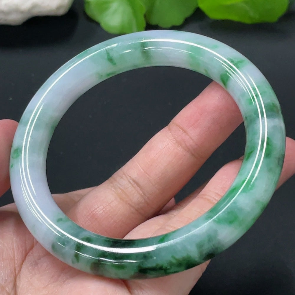 Jadeite Round Bangle Size 53.8 Total Weight Approx.50.58g with Other Mineral Components
