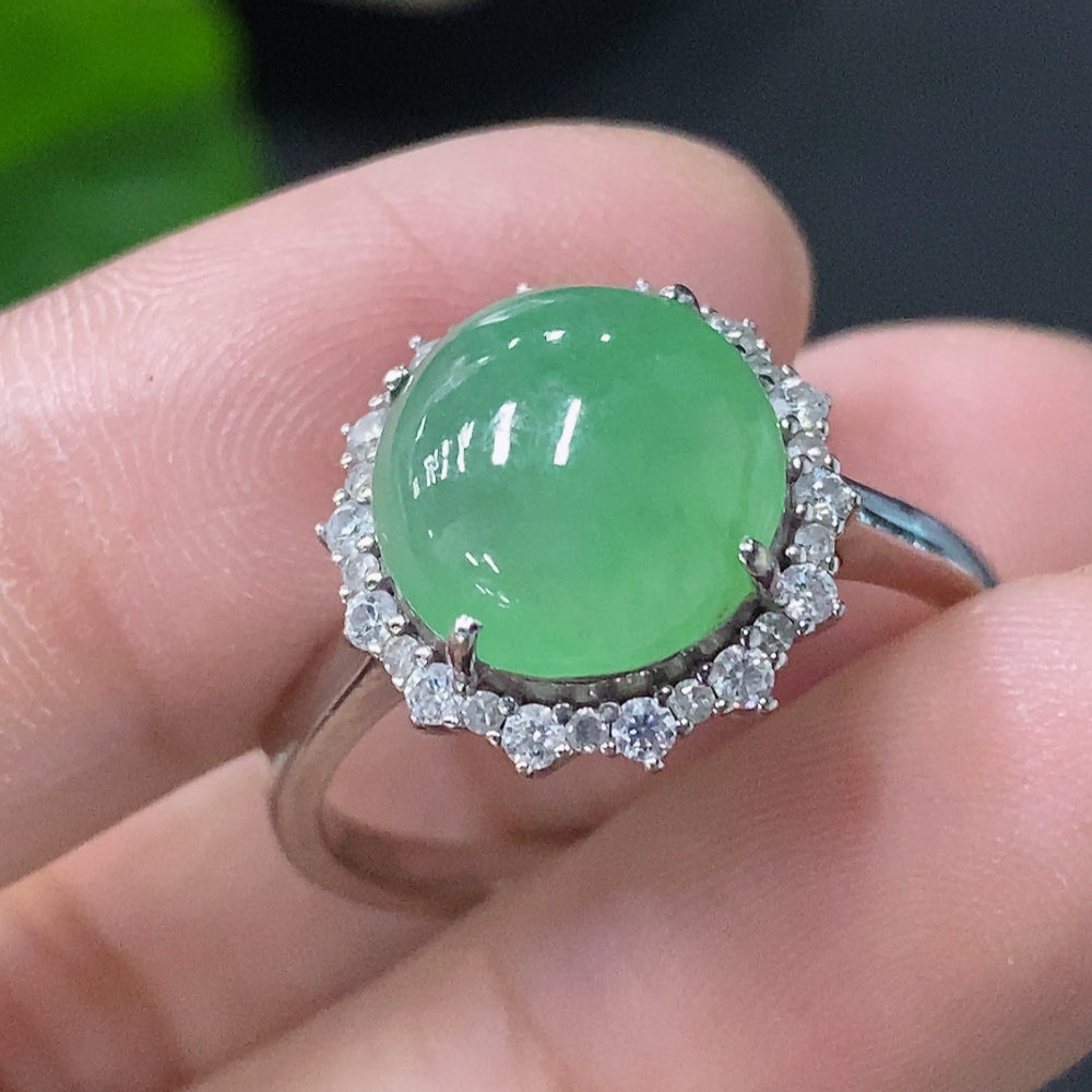 Jadeite Ring with and Diamond Accents (Minimum Side Stones Only), . | Huiliu Certified