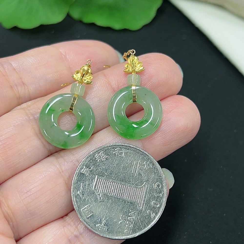 Jadeite Donut Earrings Set in 18K Gold