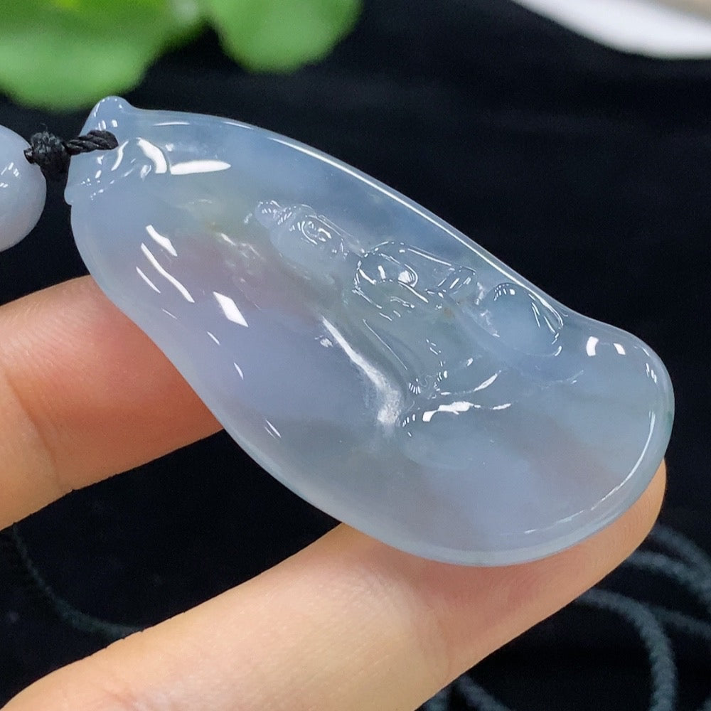 Jadeite Guanyin Pendant Total Weight Approx. 19.61g (Including String Weight)