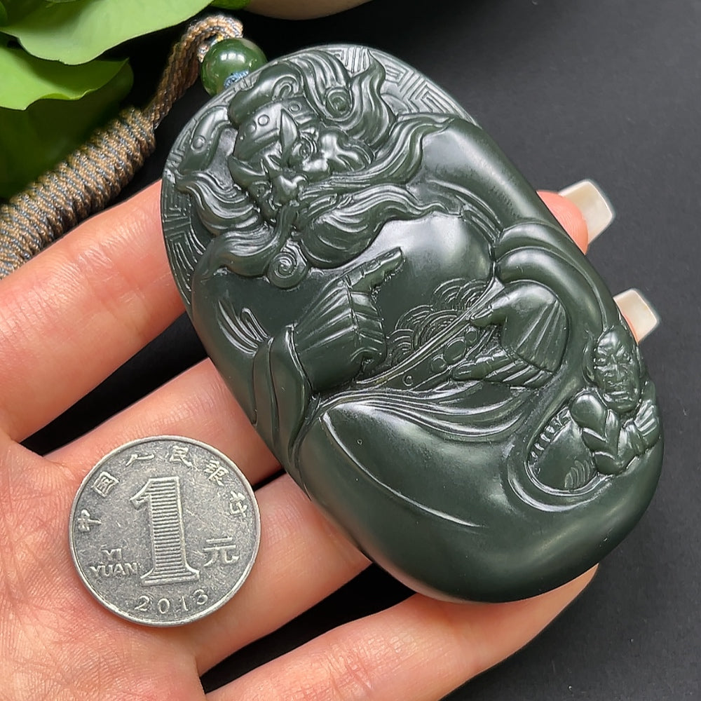 Hetian Jade Zhong Kui Pendant with Rope
