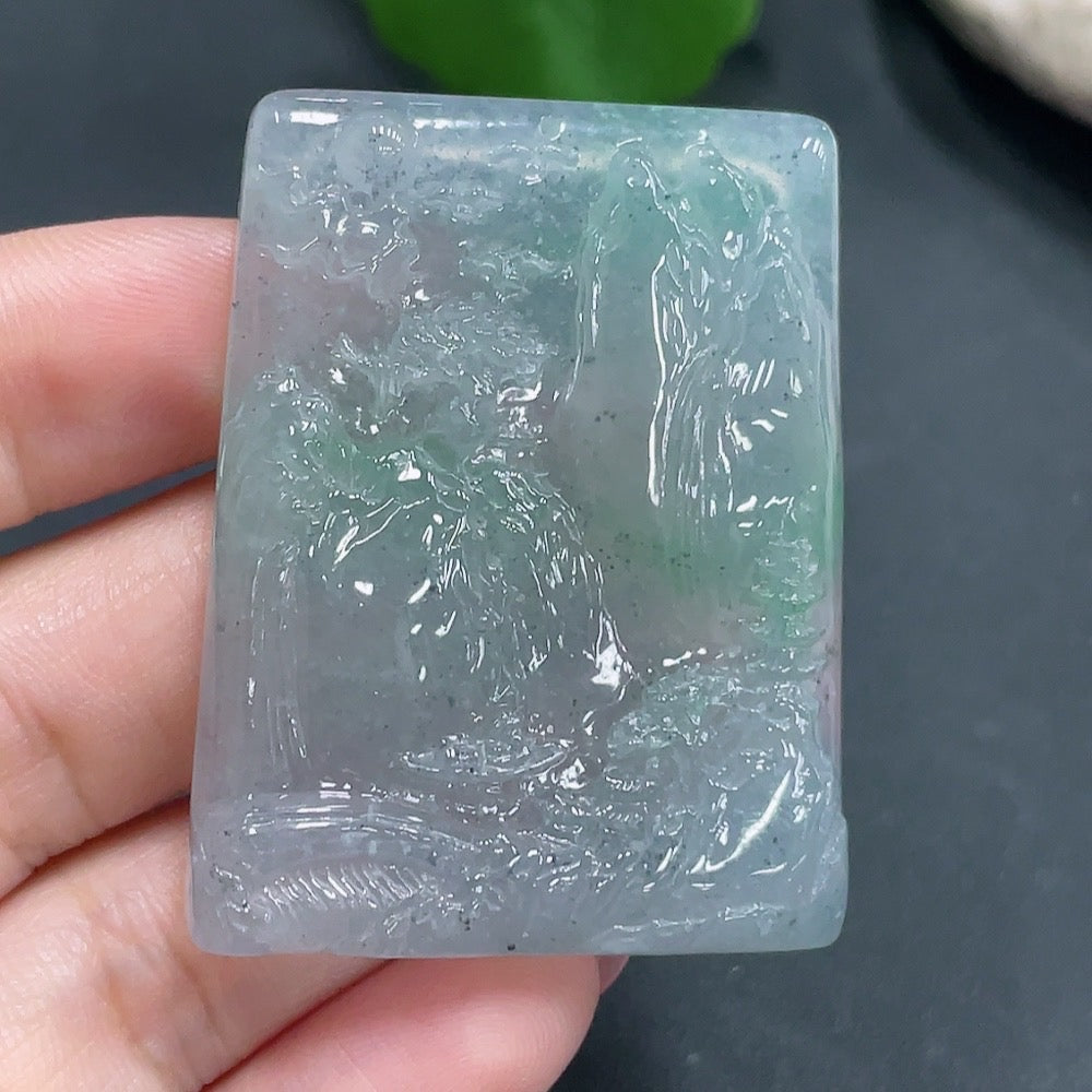 Jadeite Pendant Landscape Plaque Total Weight 33.499g