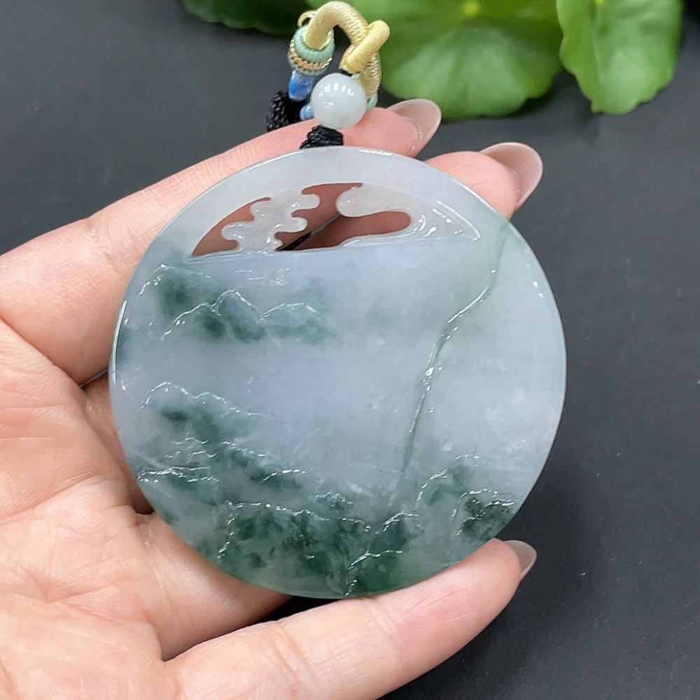 Jadeite landscape pendant gross weight 52.048g