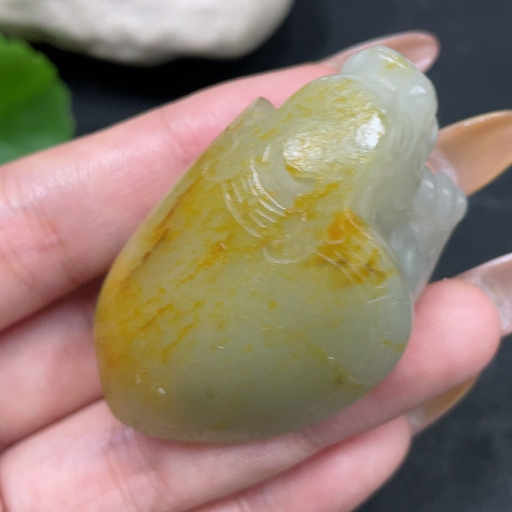 Hetian Jade Handheld Piece - Dragon Turtle, Undetermined Skin Color Formation, Total Weight Approximately 54.4g