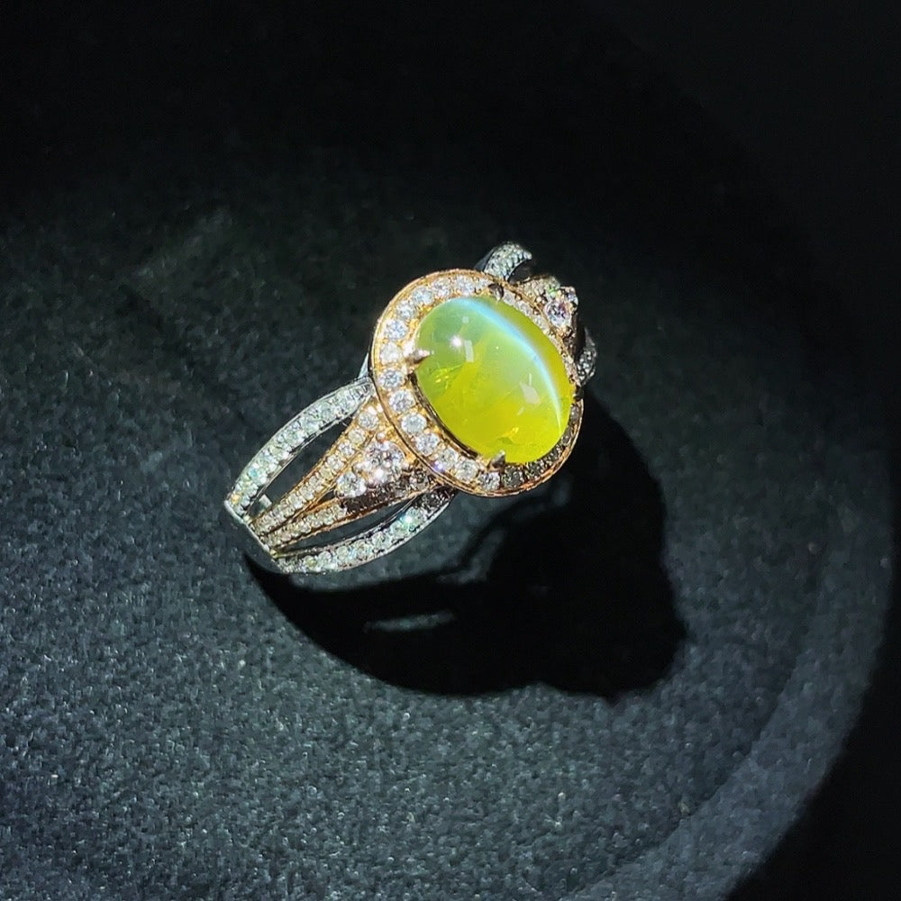 Chrysoberyl Ring, 18K Gold, Accented with Diamonds