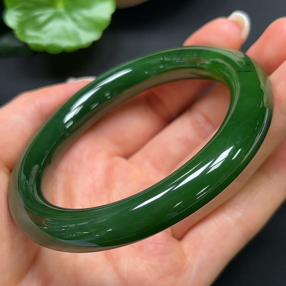 Hetian Jade Green Jade Round Bangle
