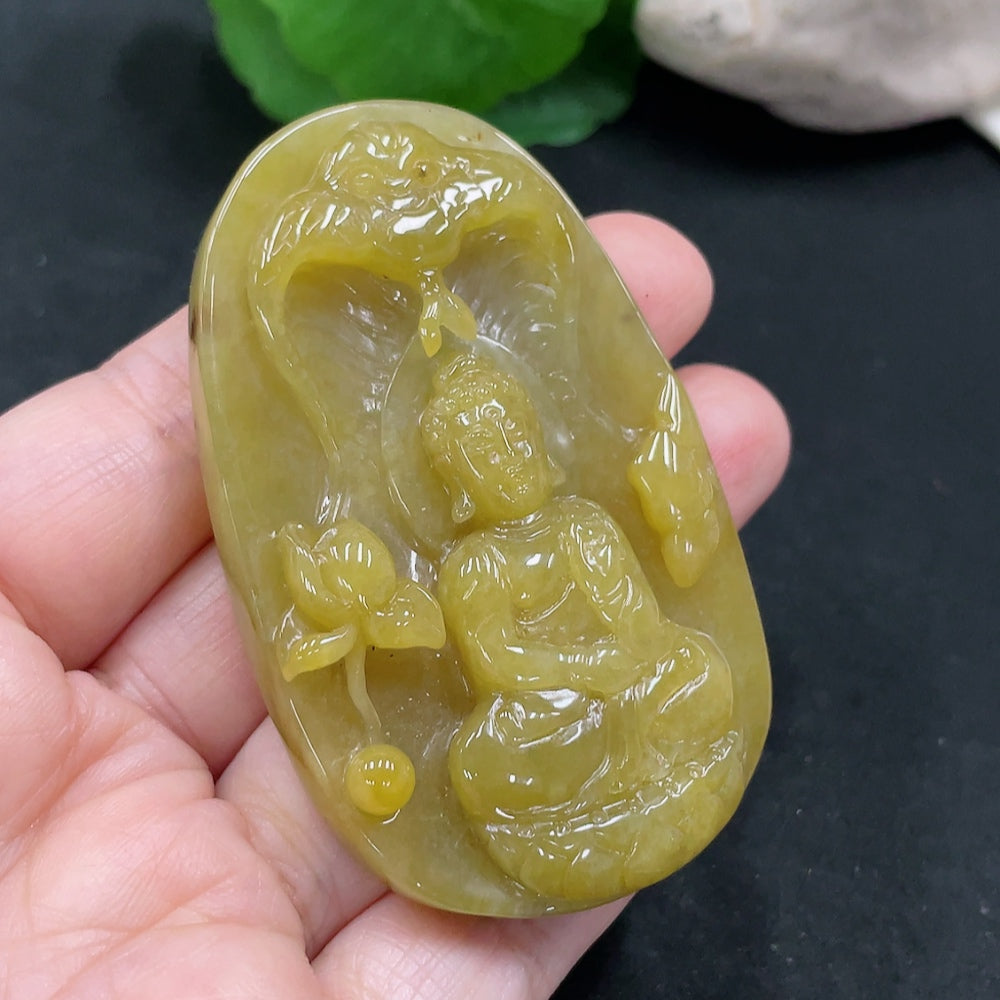 Jadeite Amitabha Buddha Pendant Total Weight Approx. 47.7g