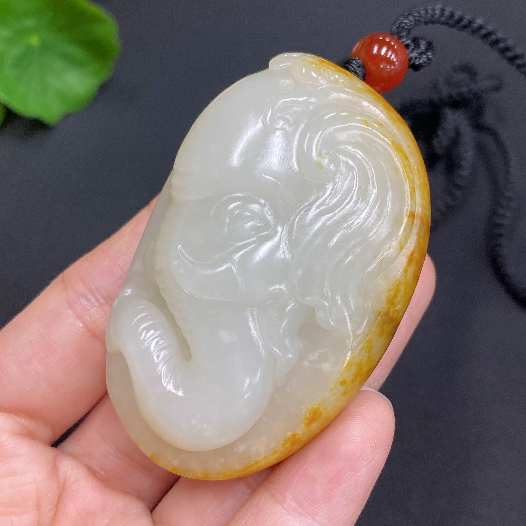 Hetian Jade Pendant Auspicious Undetermined Skin Color Formation Total Weight (Including Rope) Approx. 85.7g
