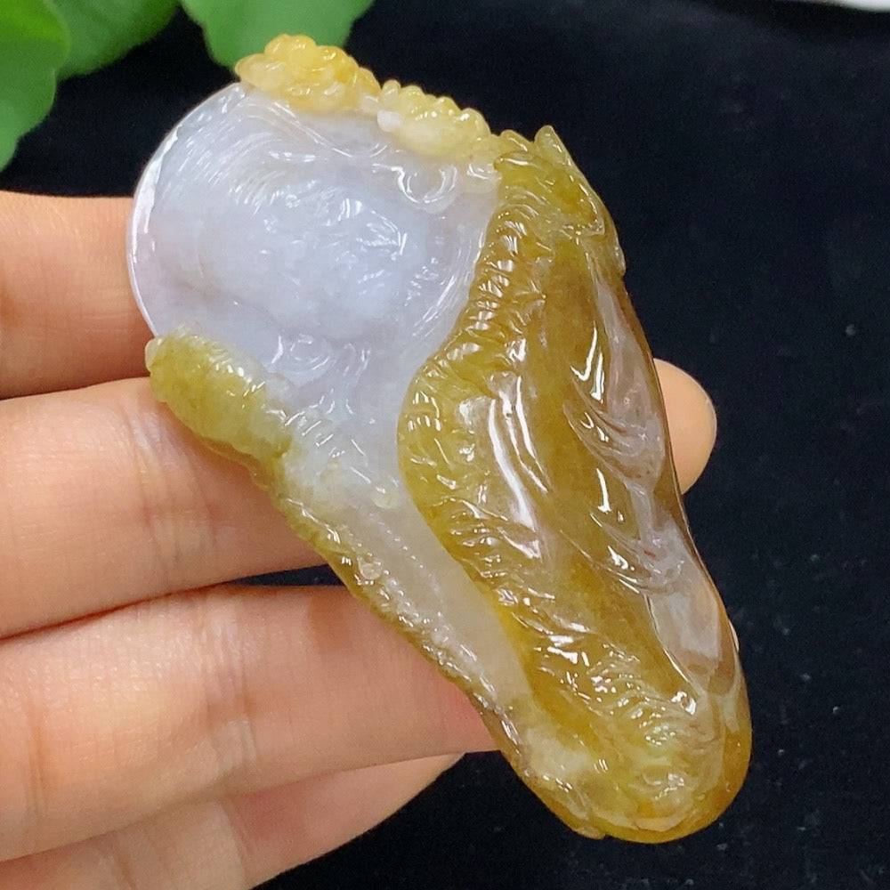 Huiliu Certified Jadeite pendant featuring a smooth, polished jade gemstone with intricate carving details.