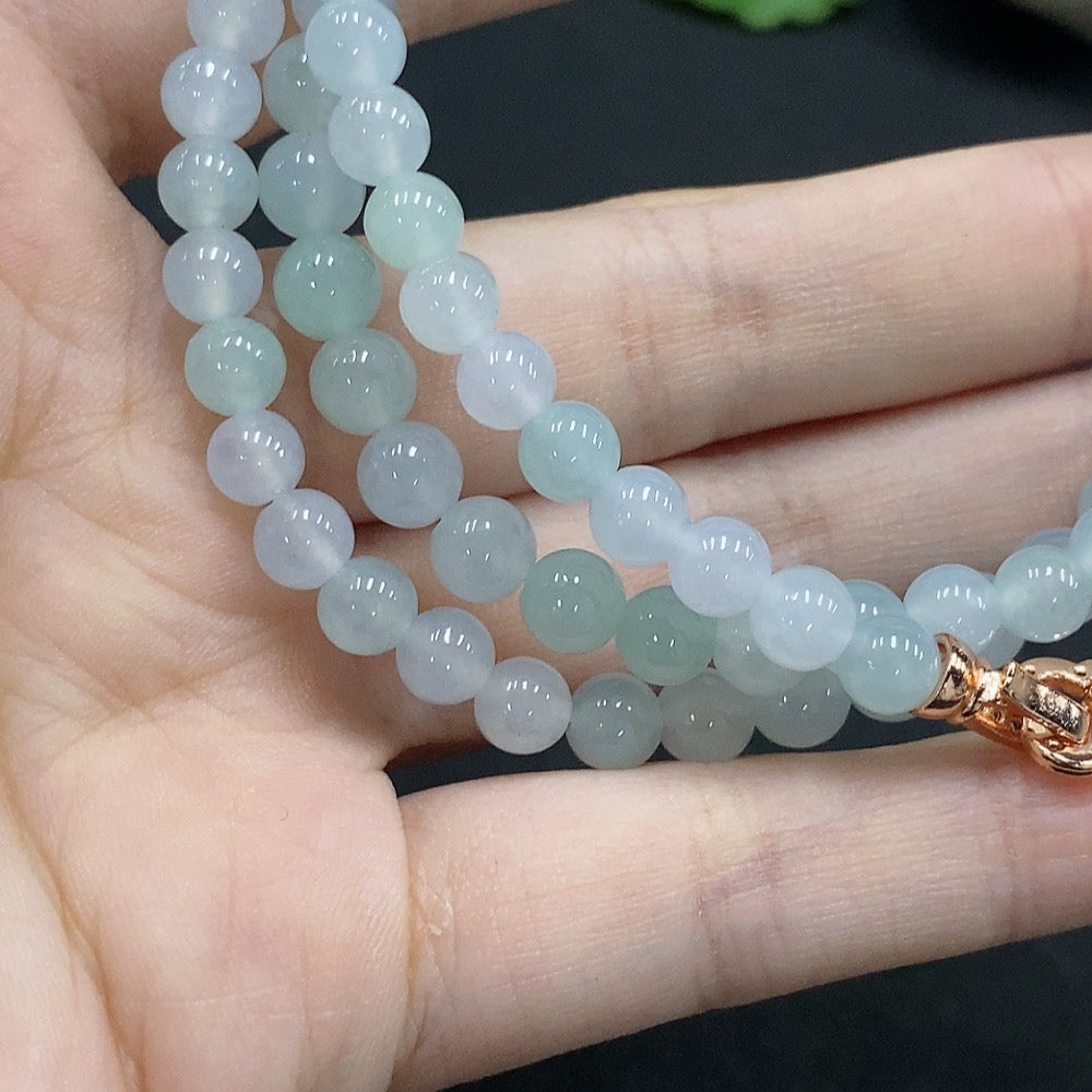 Jadeite Bead Necklace Approx. 6.2mm Total Weight Approx. 36.37g Non-Gold Setting