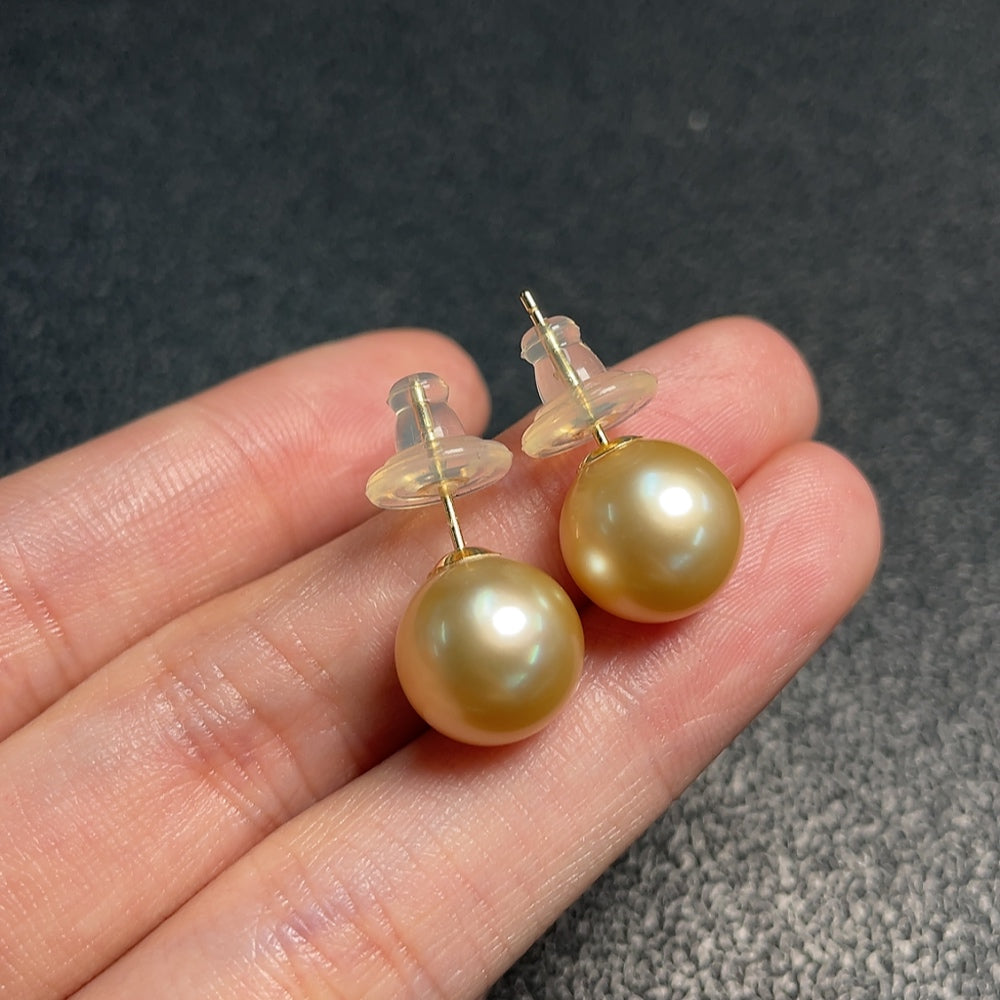 Seawater pearl earrings, color origin undetermined, approximately, size about 11.2mm | Huiliu Certified