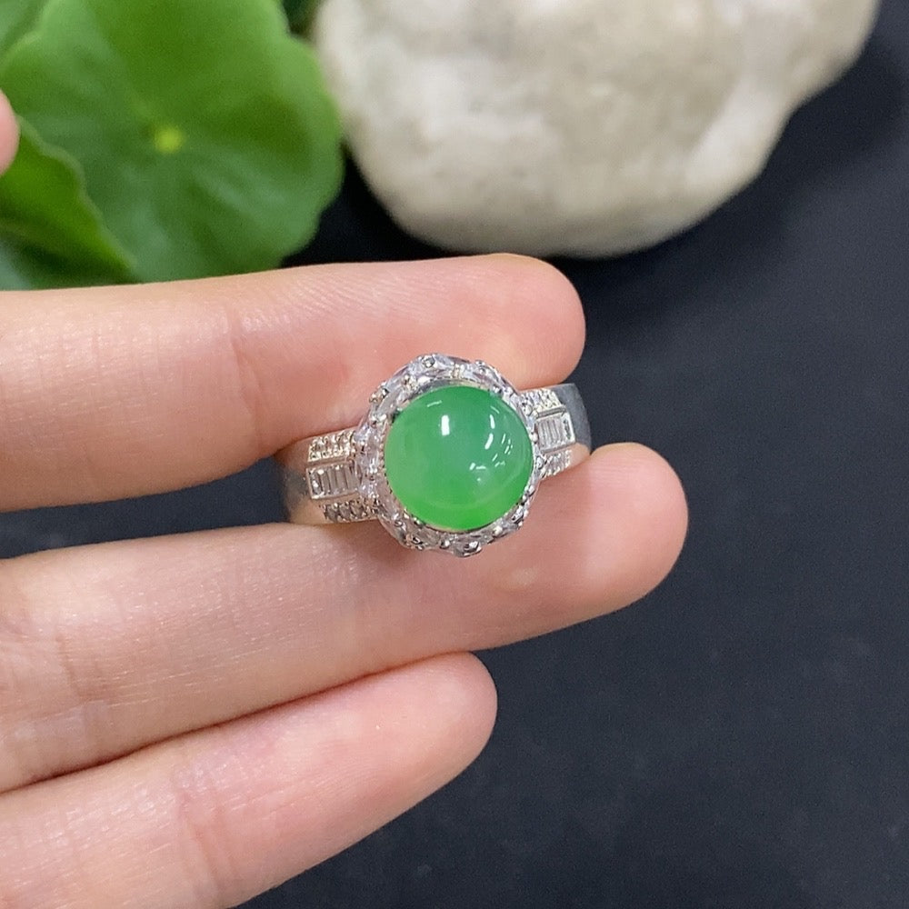 Jadeite cabochon, non- inlaid, . | Huiliu Certified
