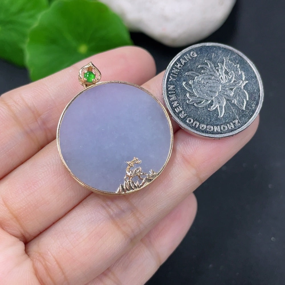 Jadeite Plain Pendant Necklace 18k Total Weight Approx. 5.08g
