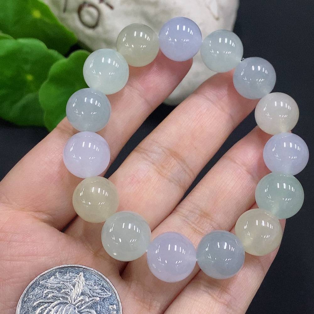 HUILIU HQ jadeite beaded necklace with 11.6mm jade beads, approximately 45g, showcasing smooth, polished jade stones.
