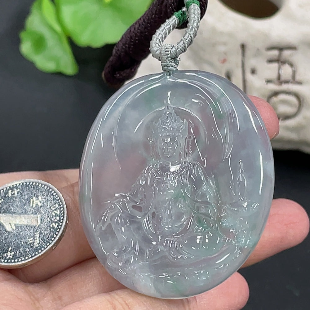 Jadeite Guanyin Pendant, Total Weight Approx. 28.8g