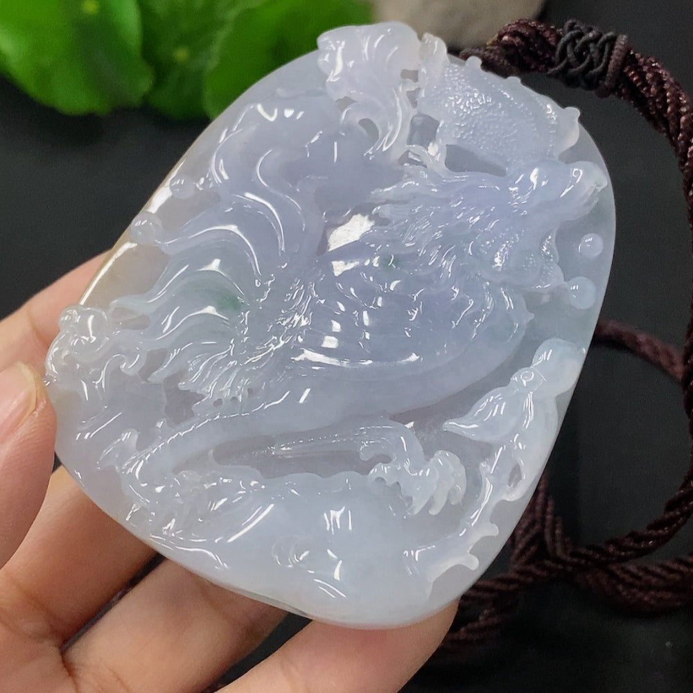 Jadeite Pendant Chinese Zodiac Rooster Total Weight with Rope Approx. 91.9g Color Origin Undetermined