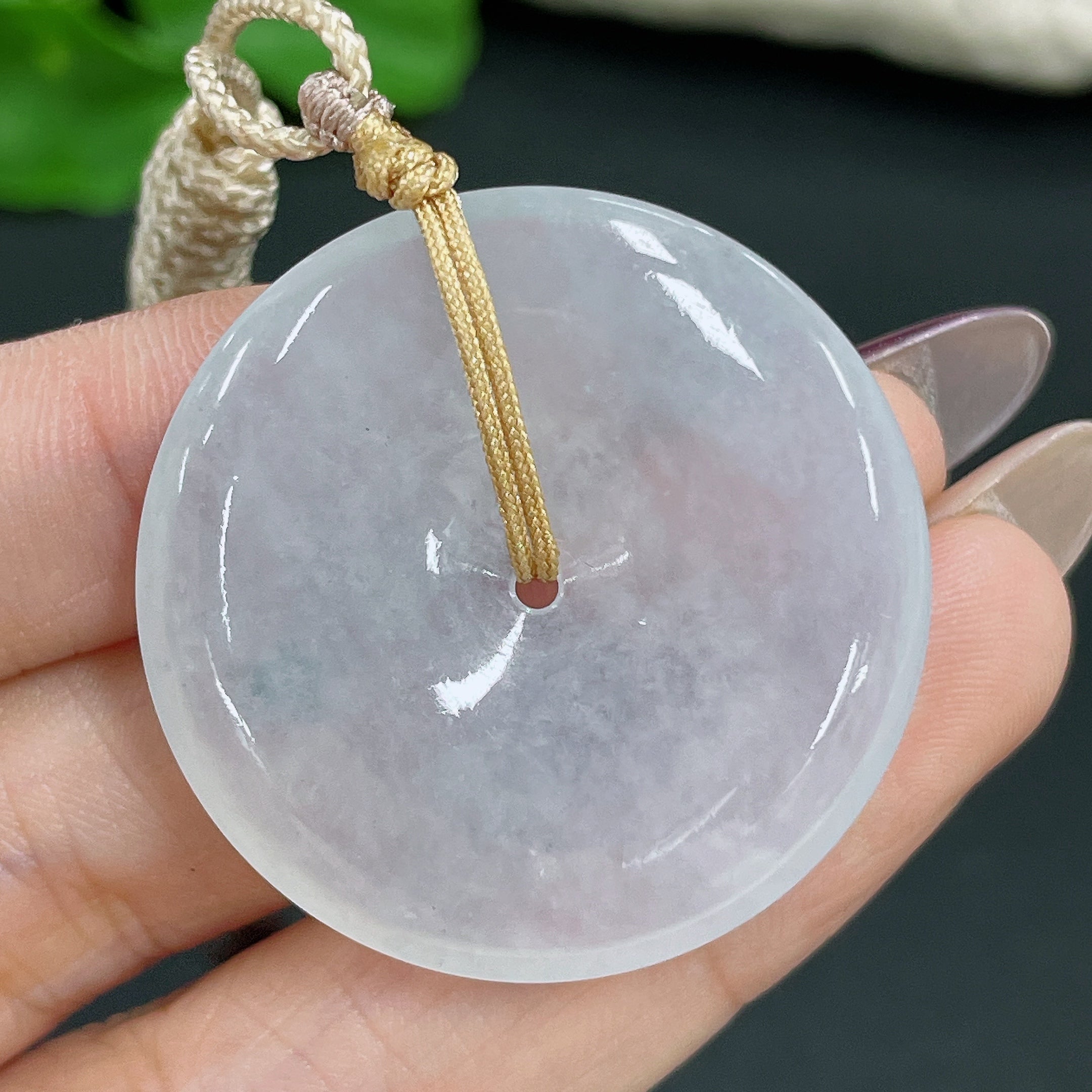 Jadeite Pendant Peace Knot with Cord Total Weight Approx. 15.25g