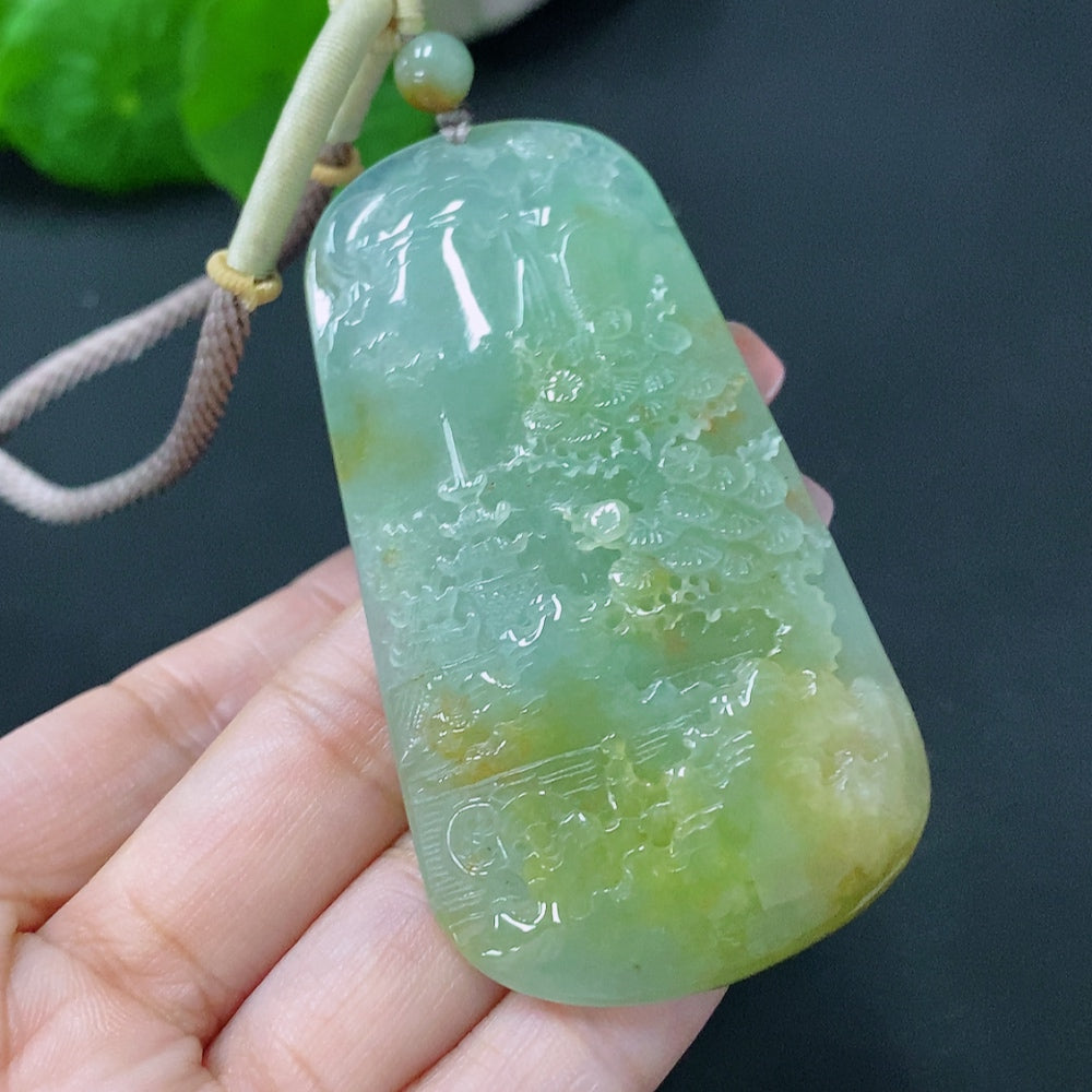 Jadeite Pendant Landscape Plaque Total Weight Approx. 52g