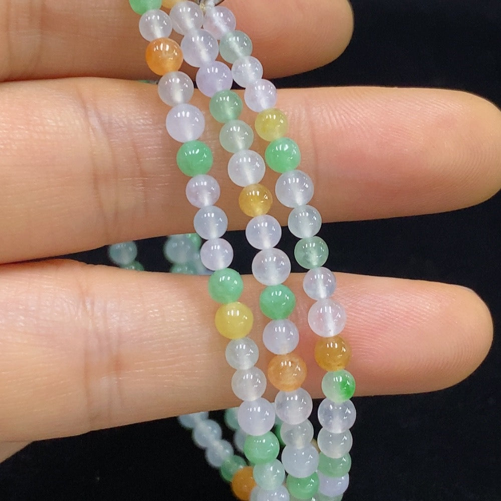 Jadeite Bead Necklace Approx. 3.8mm Non-Gold Total Weight Approx. 15.44g