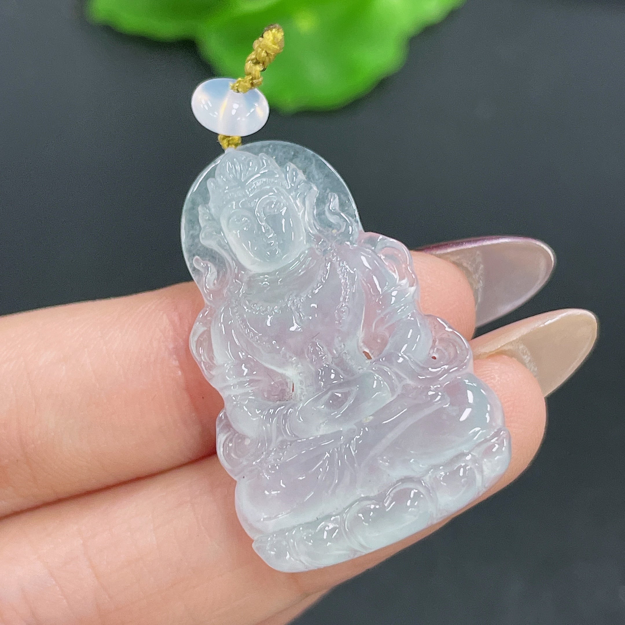 Jadeite Pendant Guanyin with Non-A Beads . | Huiliu Certified