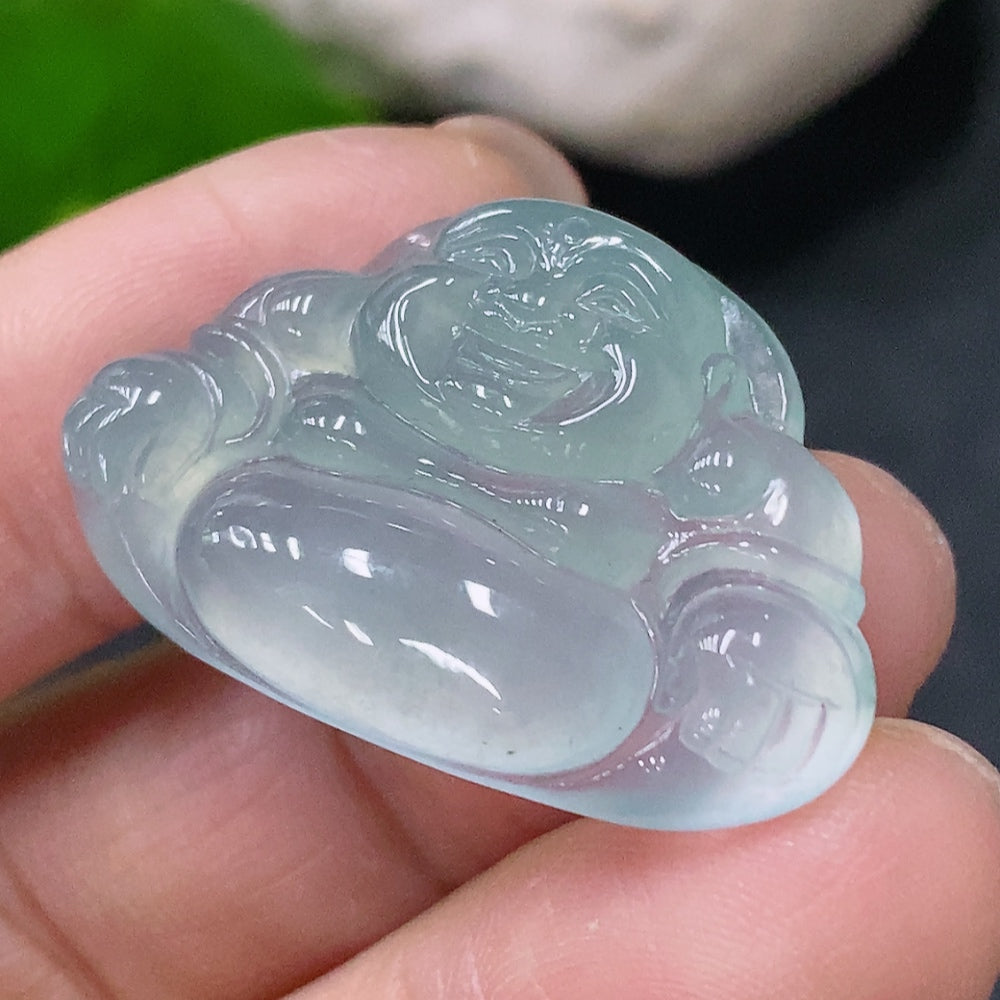 Jadeite inlaid Buddha pendant, total weight approximately 5.17g