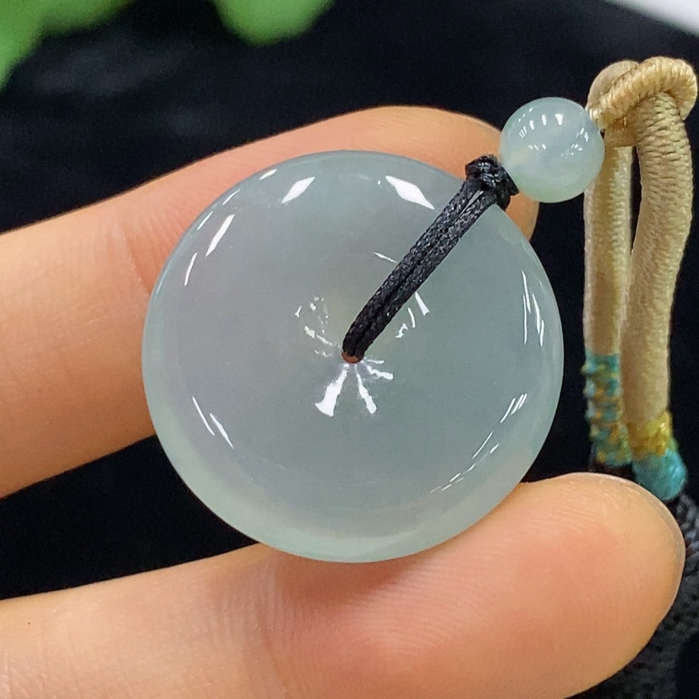Jadeite Safety Buckle Pendant Total weight about 9.93g (including rope weight)
