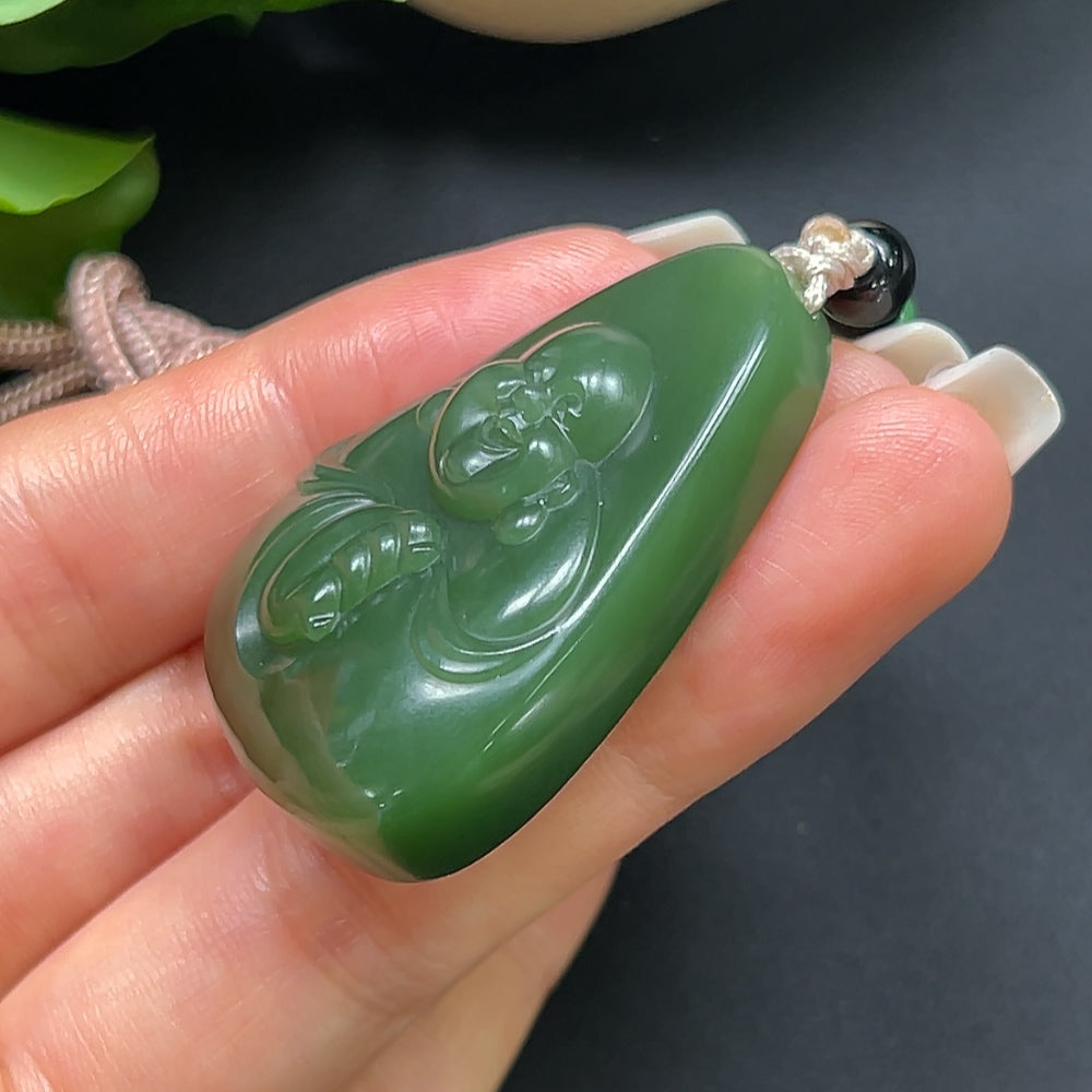 Hetian Jade Buddha Pendant with Cord