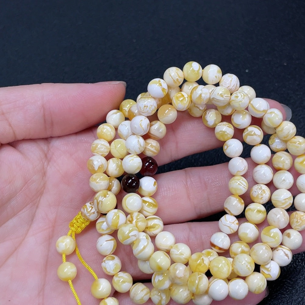 Amber Beeswax Bead Necklace Size About 6.1mm