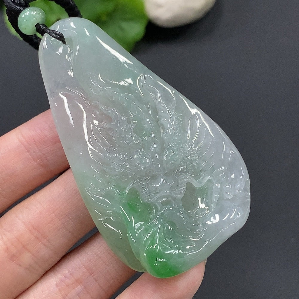 Jadeite Dragon Soaring Across the Seas Pendant | Huiliu Certified