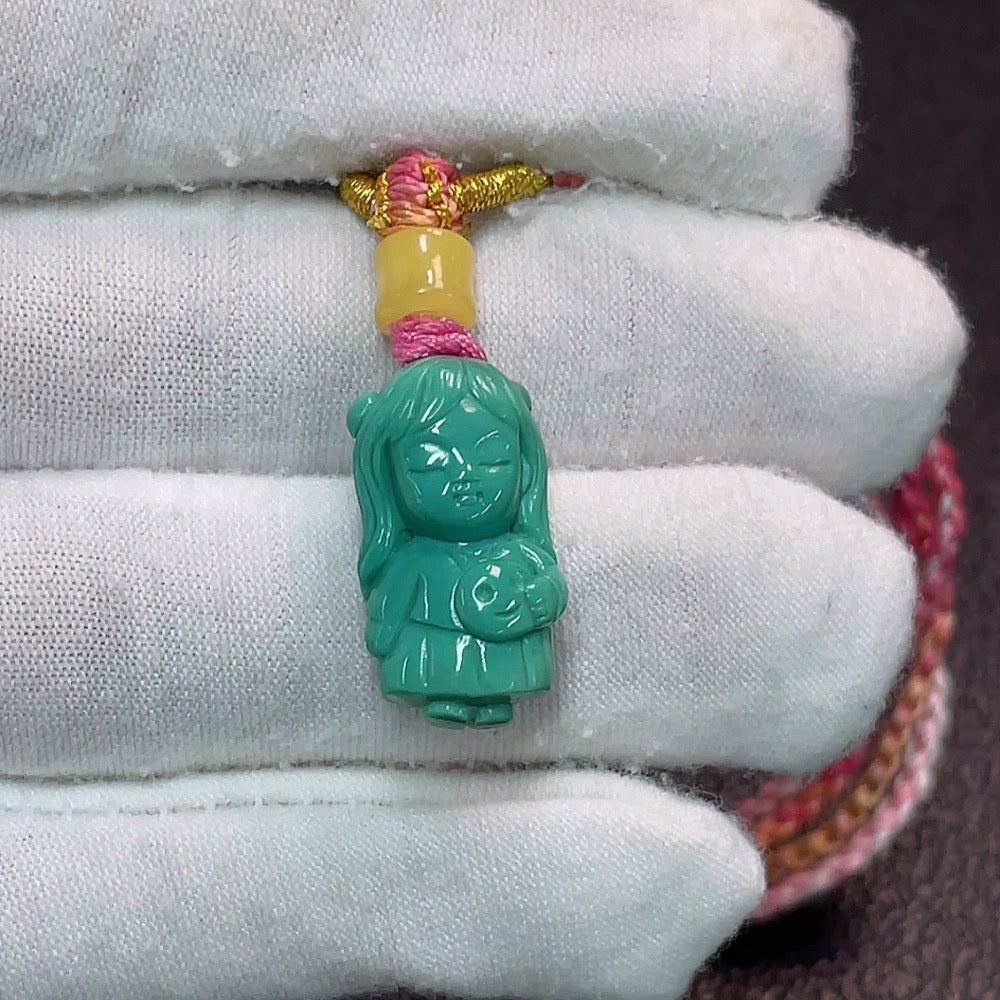 Turquoise Pendant (Color Origin Undetermined) Total Weight Approx. 5.94g (Including String)