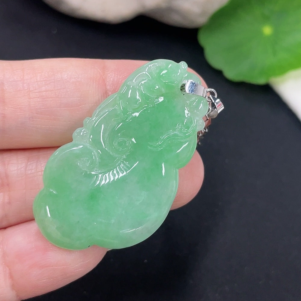 Jadeite Ruyi Pendant . (Including Chain) | Huiliu Certified