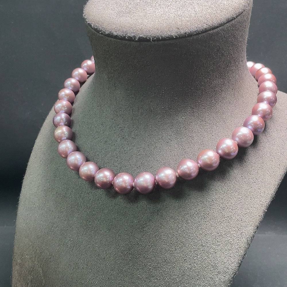 HUILIU HQ pearl necklace with non-gold clasp, featuring large 10.9-11.8mm pearls, total weight approx. 76.5g, elegant jewelry piece.